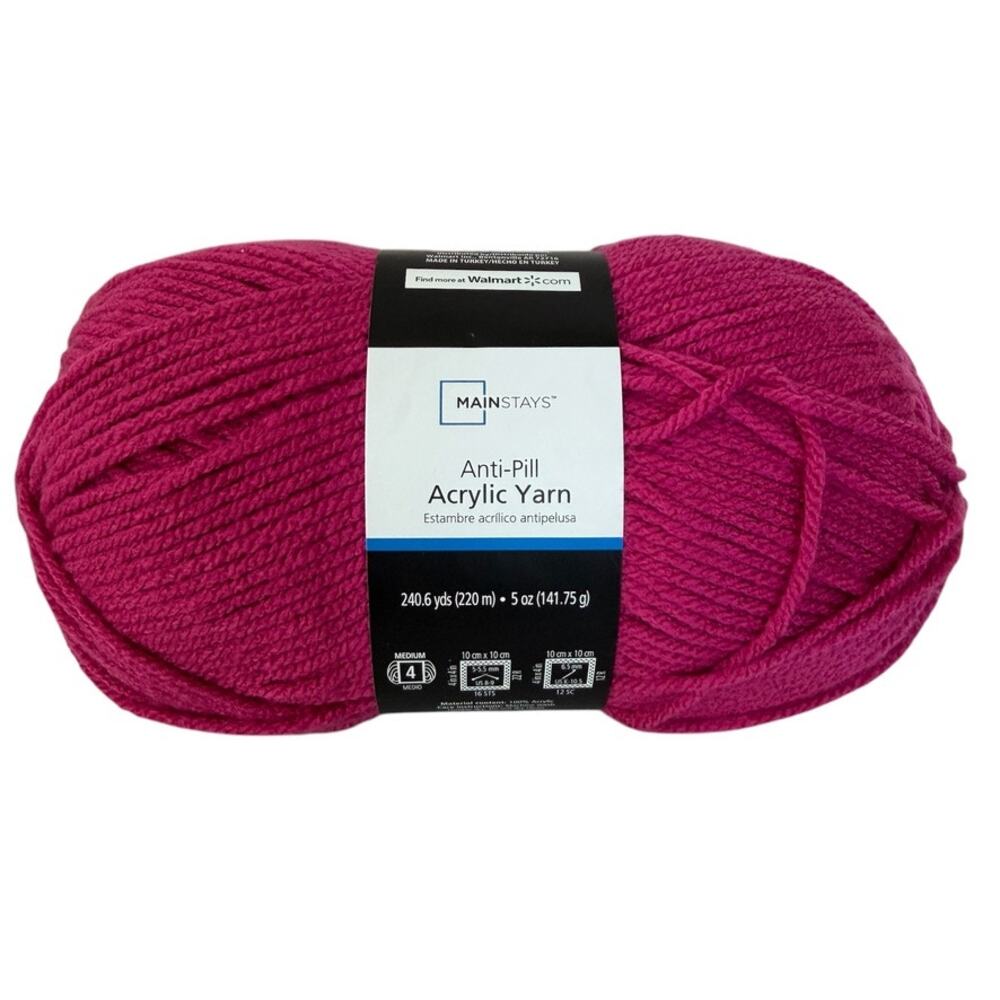 Mainstays Anti-Pill Acrylic Yarn Pink 5oz 240.6 Yards